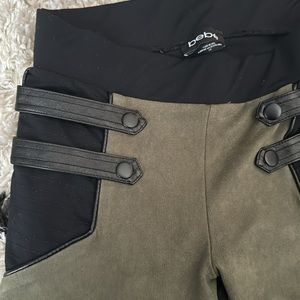 Bebe olive suede and black leggings
